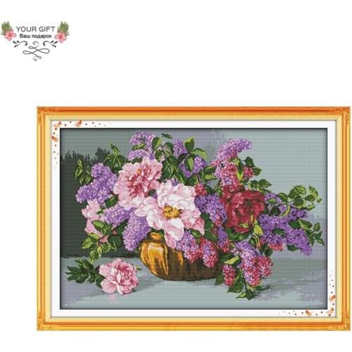 Joy Sunday H324 Free Shipping 14CT 11CT Stamped and Counted Home Decoration The Blossoming Flowers Embroidery Cross Stitch