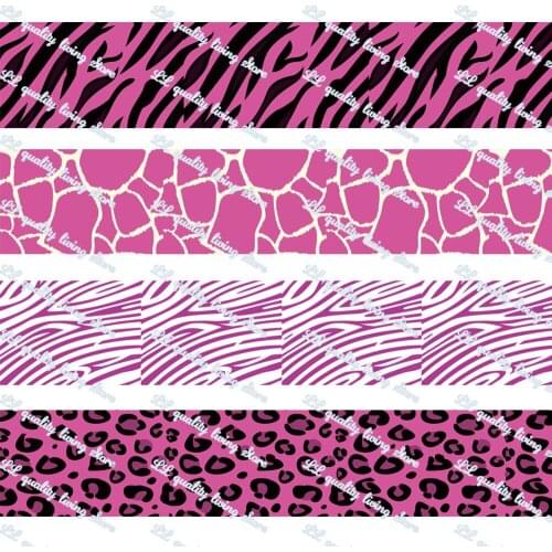 WL 1'25mm 2'50mm Pink Leopard Grosgrain Ribbon Diy Hair Bow Handmade Animal Collar Funny Party Decoration 50 Yards