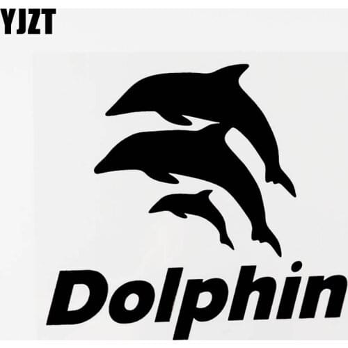 YJZT 15.3CM×13.9CM Fun Marine Organism Dolphin Jumping Vinyl Decal Car Sticker Black/Silver 8C-0496