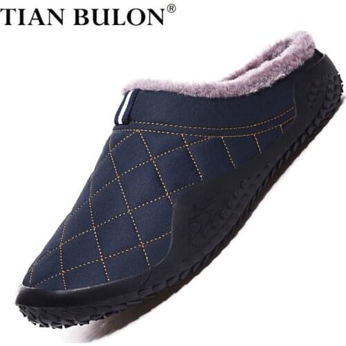 Winter New Mens Slippers Indoor Warm Shoes Plush Flock Male Slippers For Home Hard-wearing Non-slip Mans Outdoor Walking Shoes