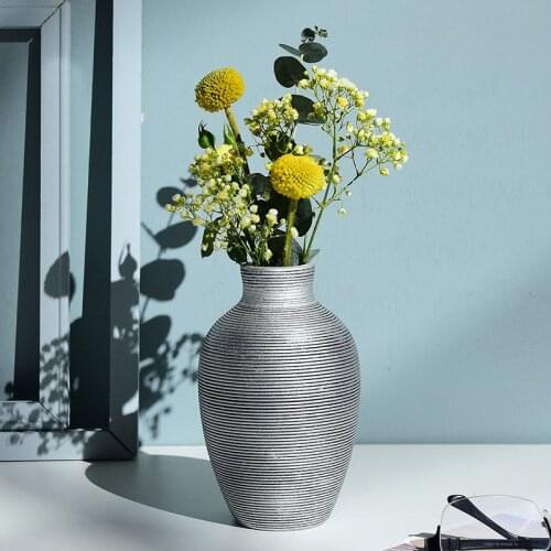 1 PC Nordic Minimalism Style Black and white Ceramics Iron Art Vase Tabletop Flower Pot Home Wedding Living Room Decor