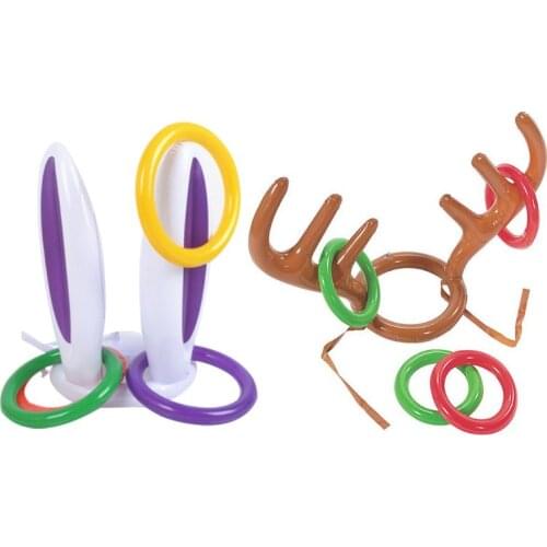 1 Pc Christmas Inflatable Reindeer Antler Ring Toss Game Xmas Party Fun Props