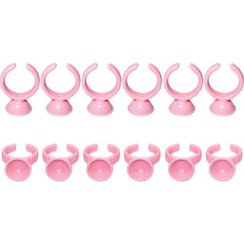 100pcs/bag Disposable Pink White Plastic Tattoo Pigment Ring Ink Cups Holder Tools Eyelash Extension Glue Rings