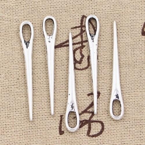 15pcs Charms Sewing Needle 39x5mm Antique Making Pendant fit,Vintage Tibetan Bronze Silver color,DIY Handmade Jewelry