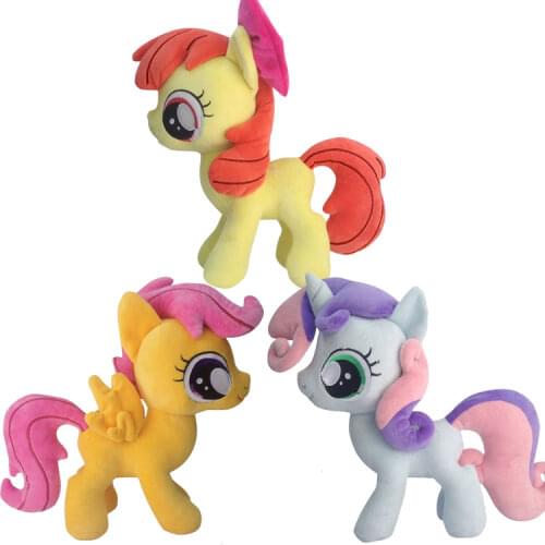 3Pcs/Set Unicorn Scootaloo Apple Bloom Sweetie Belle Plush Horse Action Toy Figures 10" 25CM