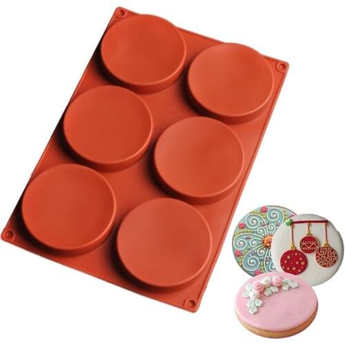 6 Hole 4 Inch Round Silicone Molds For Baking Pastray Mousse Jelly Pudding Disc Bread Biscuit Form Cake Decorating Tools