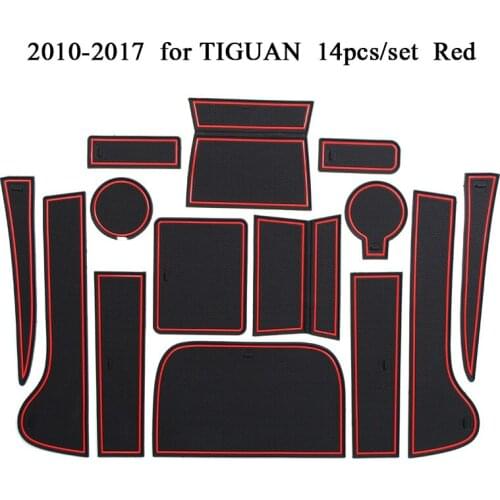 Car Door Pad for Volkswagen Tiguan 10-17 Gate Slot Mat Rubber Anti-Slip Cup Holder Mat Cushion Car Styling Interior Decoration