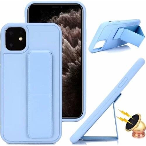 For iPhone 12 11 Pro 12Pro Max Mini XS XR X SE 2020 7 8 6 6S Plus Case Liquid Silicone Magnet Stand Holder Hand Band Cover Funda