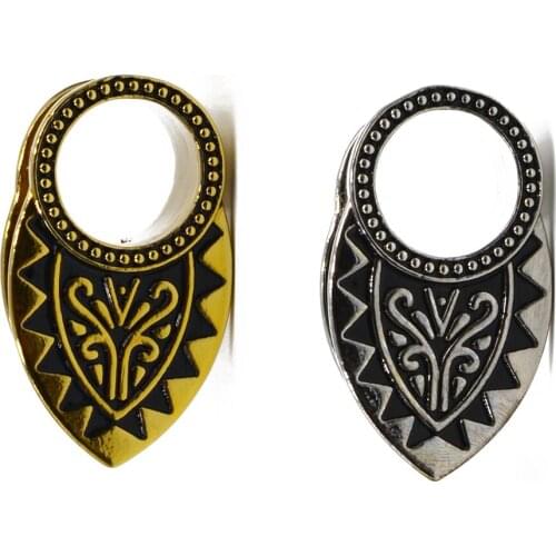 CHUANCi 1 Pair Tribal Gold steel Den Ear Weight Ear Plug Tunnel Ear Expander Fashion Body Piercing Jewelry
