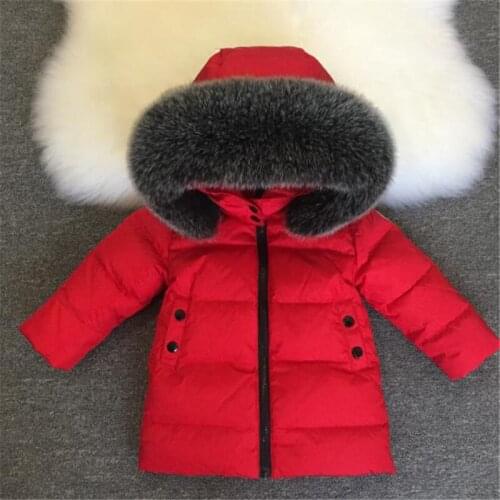 Kids down coat classic fur hooded down jacket coat for 1-10years child boys girls Winter coat down clothes outerwear