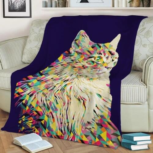 Animal Black Cat Pop Art Flannel Throw Blanket 3D Printed Keep Warm Sofa Child Blanket Home Decor Textiles Dream Family Gift