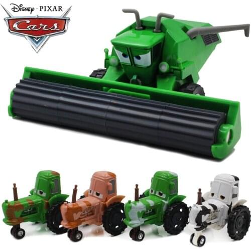 Disney Pixar Cars 2 Green White Holstein Heifer Chewall Tractor Frank Combine Harvester Metal Diecast Model Car Toys Kids Gift