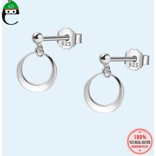 ElfoPlataSi Real 925 Sterling Silver Fashion Sweet Hollow Round Stud Earrings For Women Wedding Birthday Fine Jewelry DD600