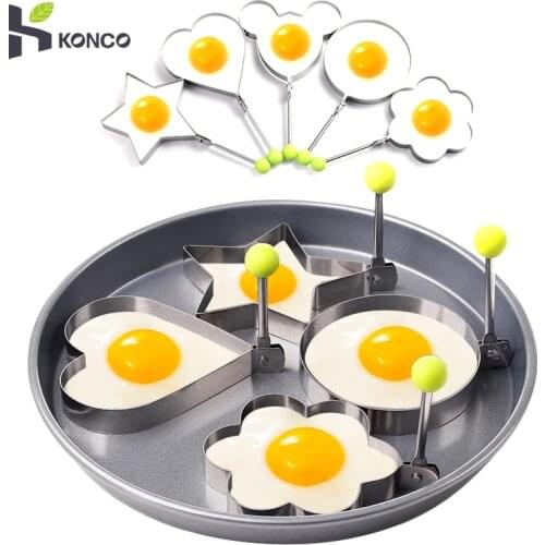 Fried Egg Mold, Stainless Steel Frying Mould, Pancake Ring, Egg Tool, Star Love Flower Round Shape Egg Kitchen Cooking Tool