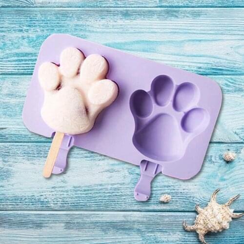 Popsicle Molds Cake Pop Mold Dog paw shape With Lid Popsicle Mold Silicone For DIY Ice Cream With 50 Wooden Sticks