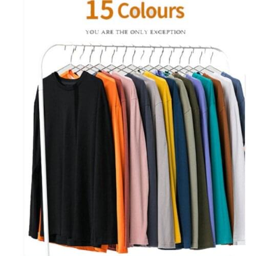 2021 Solid Color T Shirt Long Sleeve Mens Women Black And White 100% Cotton T-Shirts O-Neck Shirt Skateboard Tee Tshirt Tops