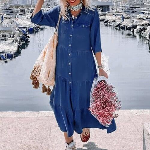 ISHOWTIENDA Fashion Denim Dresses