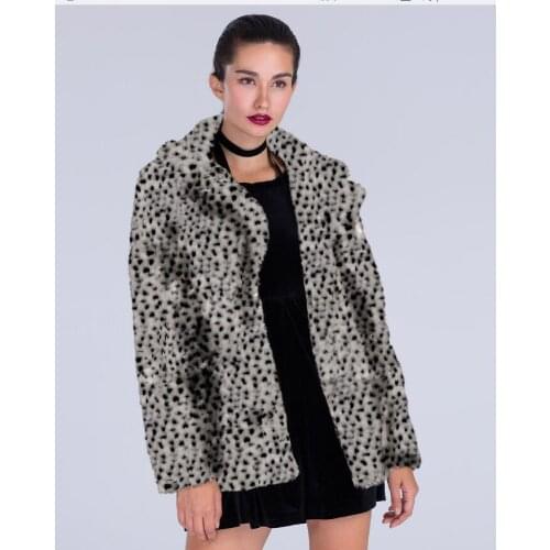 Korean version of imitation fur imitation fur long suit sexy white leopard print imitation fur coat black and white fur coat