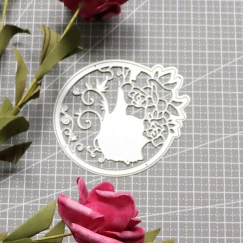 Lace Girl Avatar Flower Circle Greeting Card Metal Cutting Dies Stencil Scrapbooking Photo Album Card Paper Embossing Craft DIY
