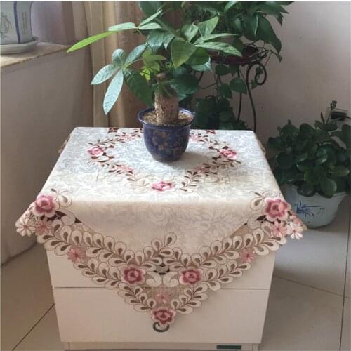 83CM Modern square Satin Tablecloth Placemat embroidered lace Table Cover cloth towel mantel Christmas kitchen Wedding Decor