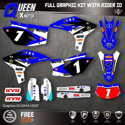 QUEEN X MOTOR Custom Team Graphics Backgrounds Decals 3M Stickers Kit For YAMAHA 2012-2015 WRF450 007