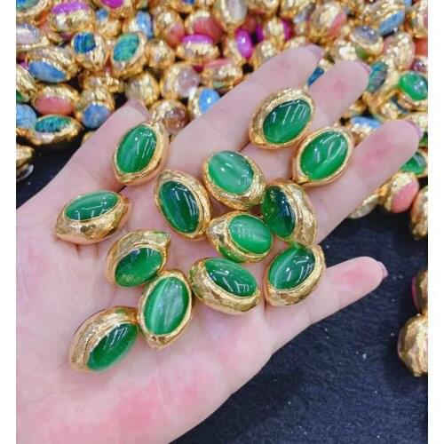 Hot Sell DIY Beads , Jewelry Beads Finding for Bracelet Necklace DIY Making , Colorful Beads 10pcs 24K Oval