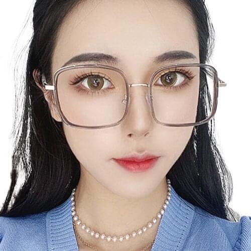 Women Men Metal Glasses Big Square Blue Light Eyeglasses Frame Big Square Computer Glasses Frame