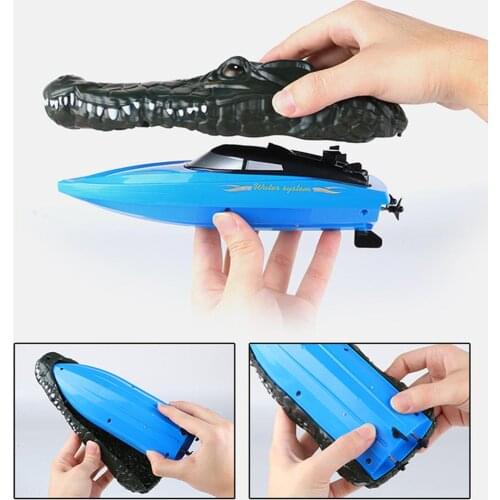 RC Boat Simulation Crocodile Head USB Rechargeable Waterproof Model Ship Summer Holiday 2.4G 30-50meter Boy Toys for 10 Year Old