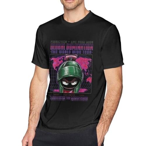Marvin The Martian Global T-Shirts Mens Leisure Cotton Tee Crew-Neck Short Sleeve Clothes
