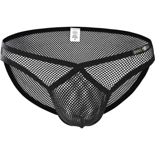 Man Underwear Men Mesh Transparent Briefs Cueca Sexy Hombre Low Rise Penis Pouch Breathable Underpants Net Mens Panties