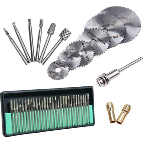 45Pcs Diamond Engraving Accessories Set Routing Bit Circular Saw Blade Diamond Burr Bits for Dremel Attachment