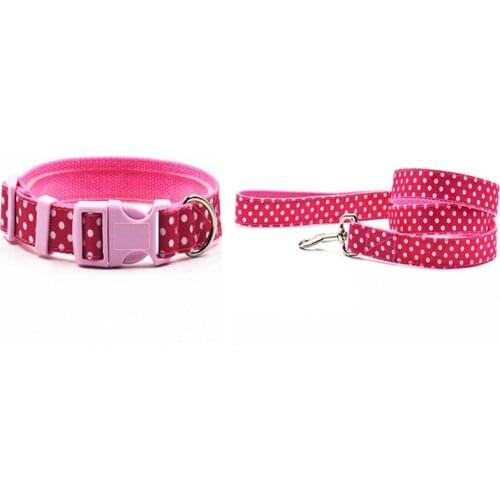 Nylon Circle Dot Style Personalise Dog Collar Leash Mixed Color Dog Collar Lead Small Medium-Size Dog S L Size