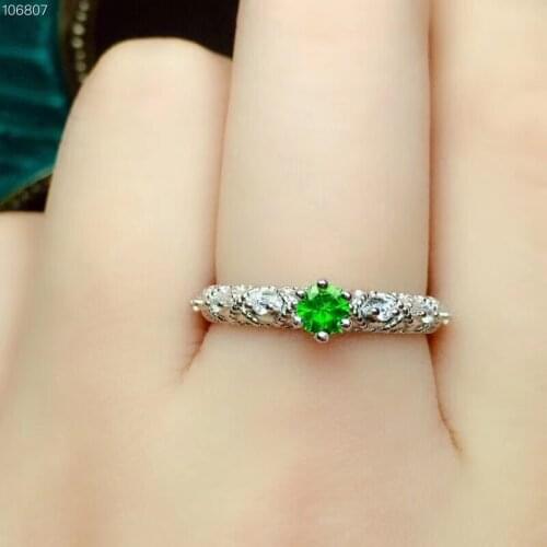 New style fashion clear green diopside gemstone ring with 925 silver