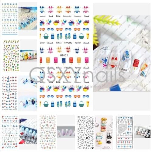 WHOLESALE 50pcs 3D Nail Art Sticker Adhesive Sticker Summer Beach Bikini Shell Pattern Decals for Nail Art Decoration Manicure