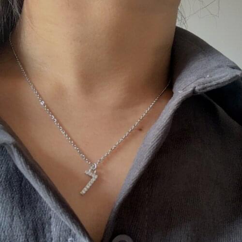 Simple Zircon Lucky Number 56789 Pendant Choker Necklace Women Men Trendy Micro Pave CZ Digital Charm Collar Steel Chain Jewelry
