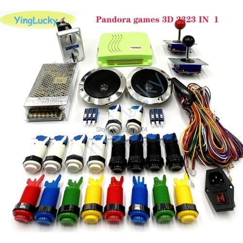 Pandora box Games 3D 2323 in 1 2 Player Arcade Kit arcade board + joystick HAPP Style Push Button for Arcade Machine