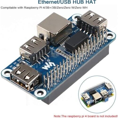 5V RJ45 Ethernet USB HUB Module HAT Expansion Board + USB Cable Starter Kit for Raspberry Pi 3B/3B+/4B Zero W H