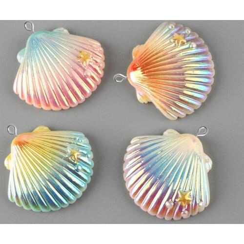 10pcs 28*24mm DIY resin fittings nautical shell starfish charms pendants ornament jewelry making materials boutique trinket