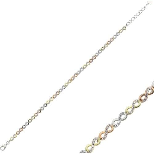 Silverlina Silver Zircon Cubic Zirconia Infinity Bracelet