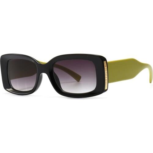 Veshoin Ladies Sunglasses Thick Frame Metal Decoration Uv400 Female Square Glasses for Women Retro Style Green Black 2021