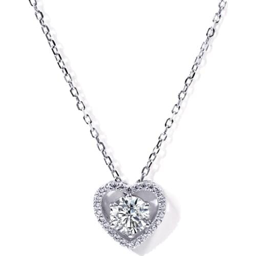 Tianyu Gems Heart Silver Pendants 6.5mm Moissanite Diamond Round Stone Women Wedding Necklace Pendants Classic Jewelry Love Gift
