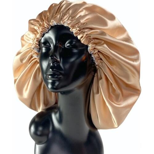 High Quality Satin Bonnets For Women Fashion Double Layer Silky Big Sleep Cap Beauty Cap Hair Styling Accessories