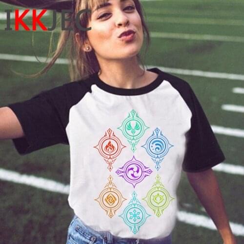 Genshin Impact tshirt female kawaii grunge print summer top kawaii