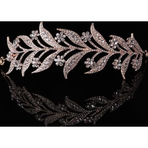 Leaf Style Crown Bride Wedding Tiara Princess Jewelry Women Luxury Queen Decor C1FE