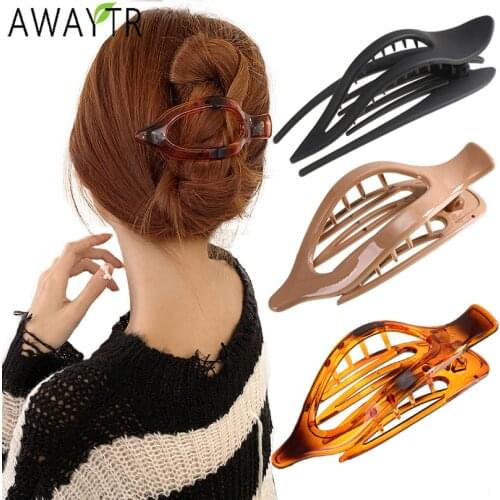 AWAYTR Hair Claw Clip Barrette Duckbill for Women Fashion Crab Acrylic Hairpin Ponytail Hairgrip Girls Hair Accessories Headwear