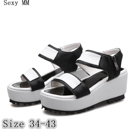 Women Platform High Heel Wedge Sandals Peep Toe Shoes Woman Summer High Heels Wedges Gladiator Sandals Plus Size 34- 40 41 42 43