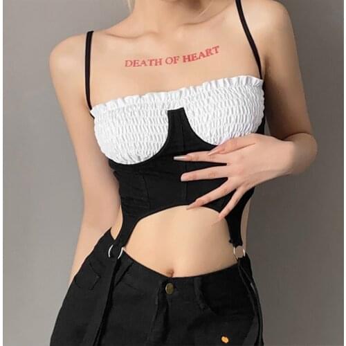 Women Fashion Patchwork Tank Top Summer Stylish Sleeveless Crop Top for Ladies Female