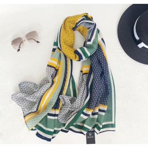 2021 New Fashion Summer Girls Luxury 90*180cm Soft Long Scarves Foulard Women Big Size Wraps Female Beach Echarpe Bandana