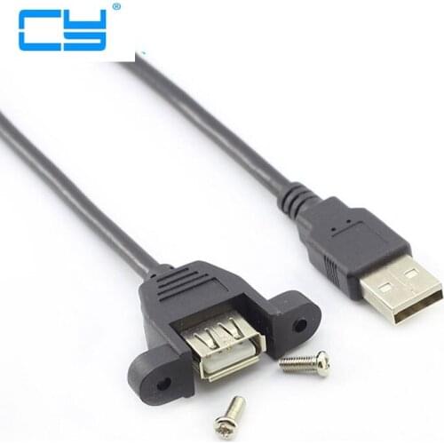 0.3m 0.5m 1 m 2m USB 2.0 tipo A Macho para Femea cabo de extensao com parafuso para Montagem Em Painel frete gratis