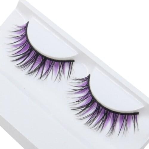 1Pairs Eye Lashes High Quality mounted colour false eyelashes fashion